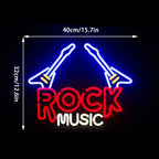ROCK MUSIC – Kaksi sähkökitaraa – LED-neonkyltti (5 V USB)