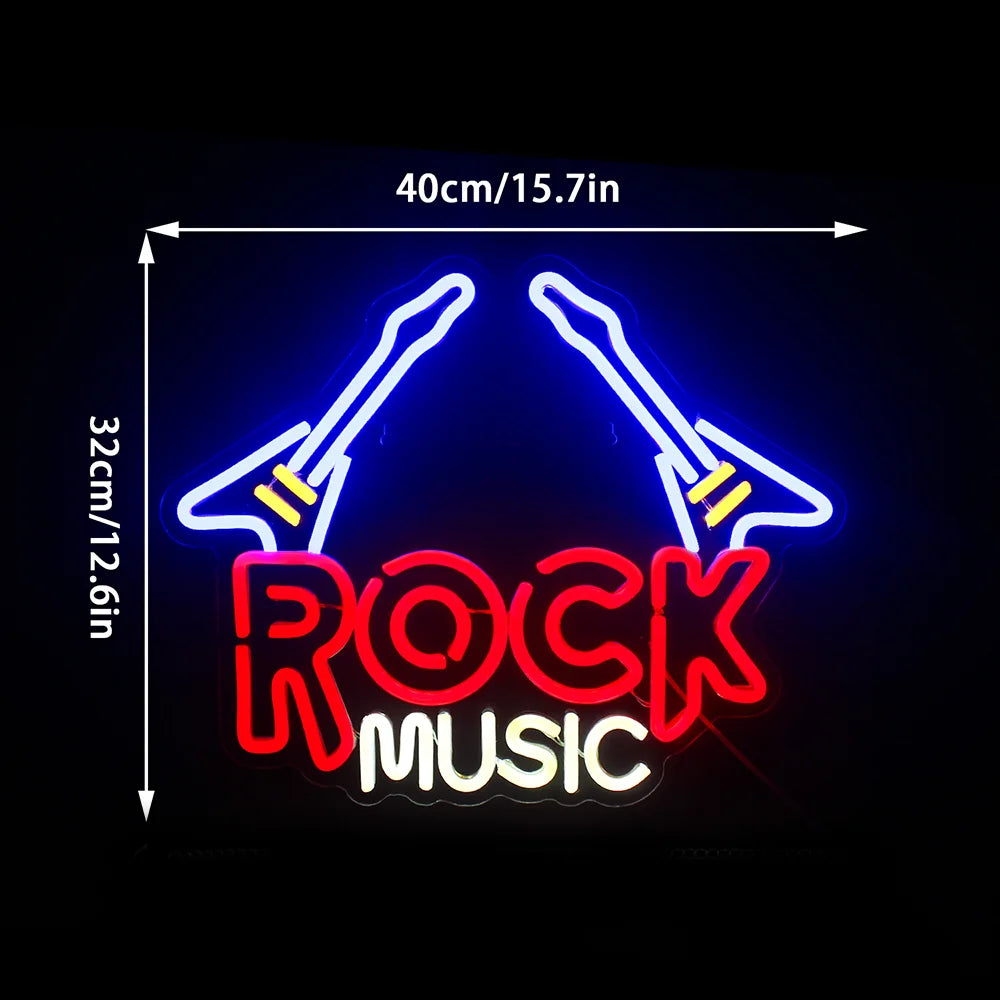 Rock Guitar 5V USB LED Neon Sign - Budget Friendly