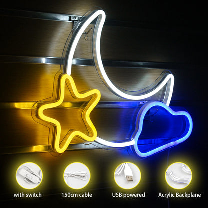 Moon Star 5V Mini USB LED Neon Sign - Budget Friendly