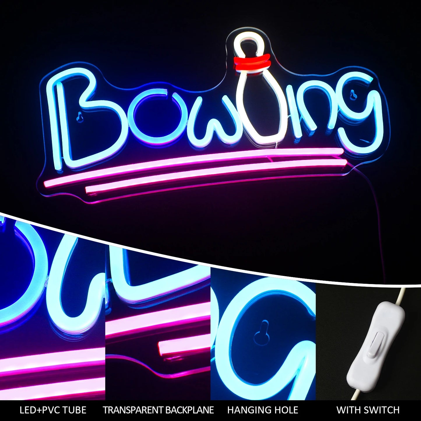 Bowling 5V Mini USB LED Neon Sign - Budget Friendly