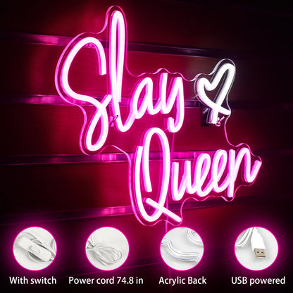 Slay Queen 5V USB LED Neon Sign - Budget Friendly