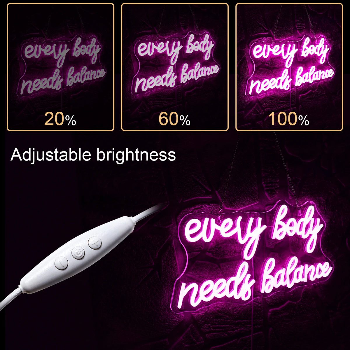 Every Body Needs Balance – LED-neonkyltti (5 V USB)