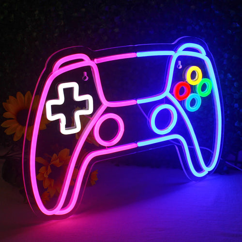 Vaaleanpunasininen pelikonsoli – LED-neonkyltti (5 V USB)