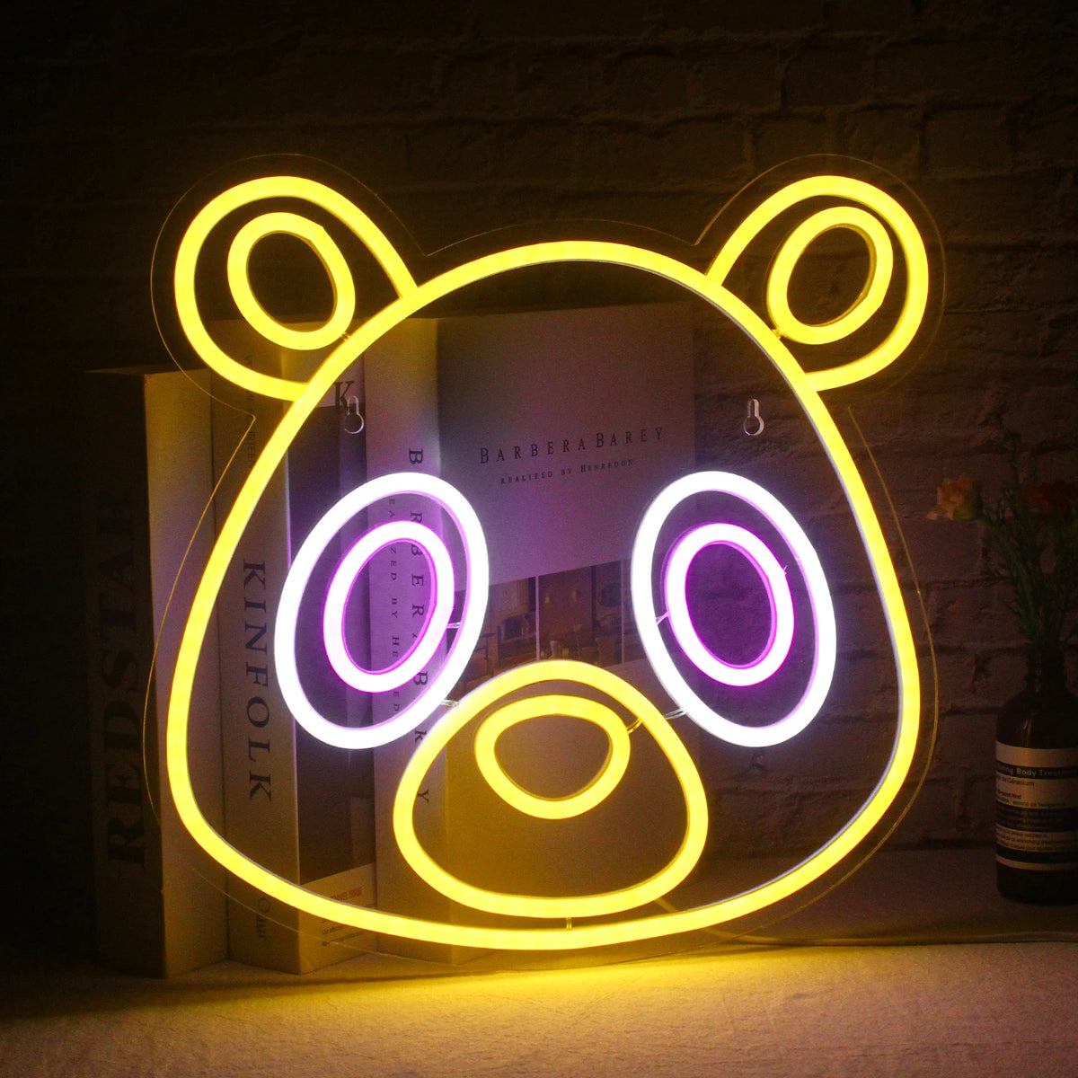 Karhu anime-tyyliin – LED-neonkyltti (5 V USB)