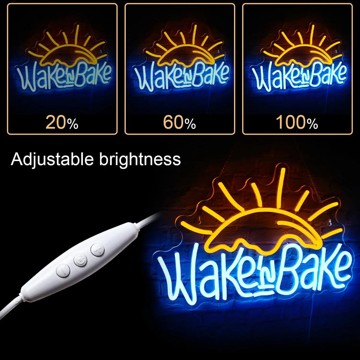 Wake n Bake – Aurinko – LED-neonkyltti (5 V USB)