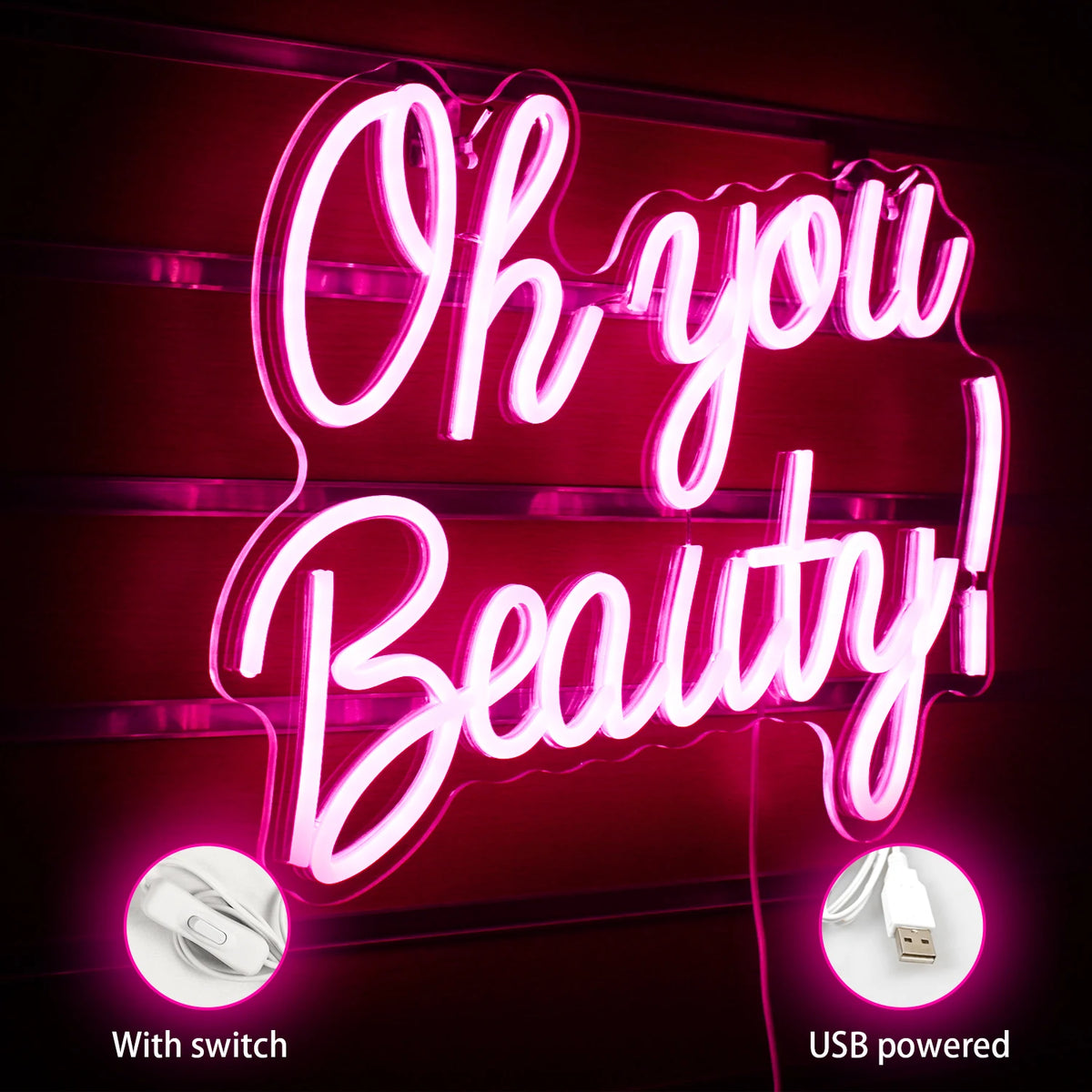 Oh You Beauty – LED-neonvalomainos (5 V USB)
