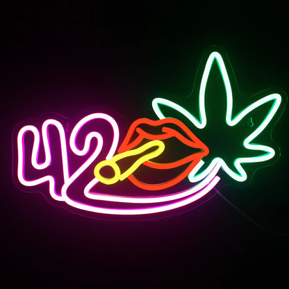  Green Leaf, Cigar 5V Mini USB LED Neon Sign - Budget Friendly