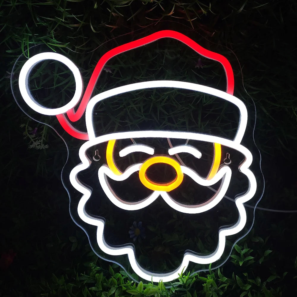 Joulupukin kasvot – LED-neonkyltti (5 V USB)