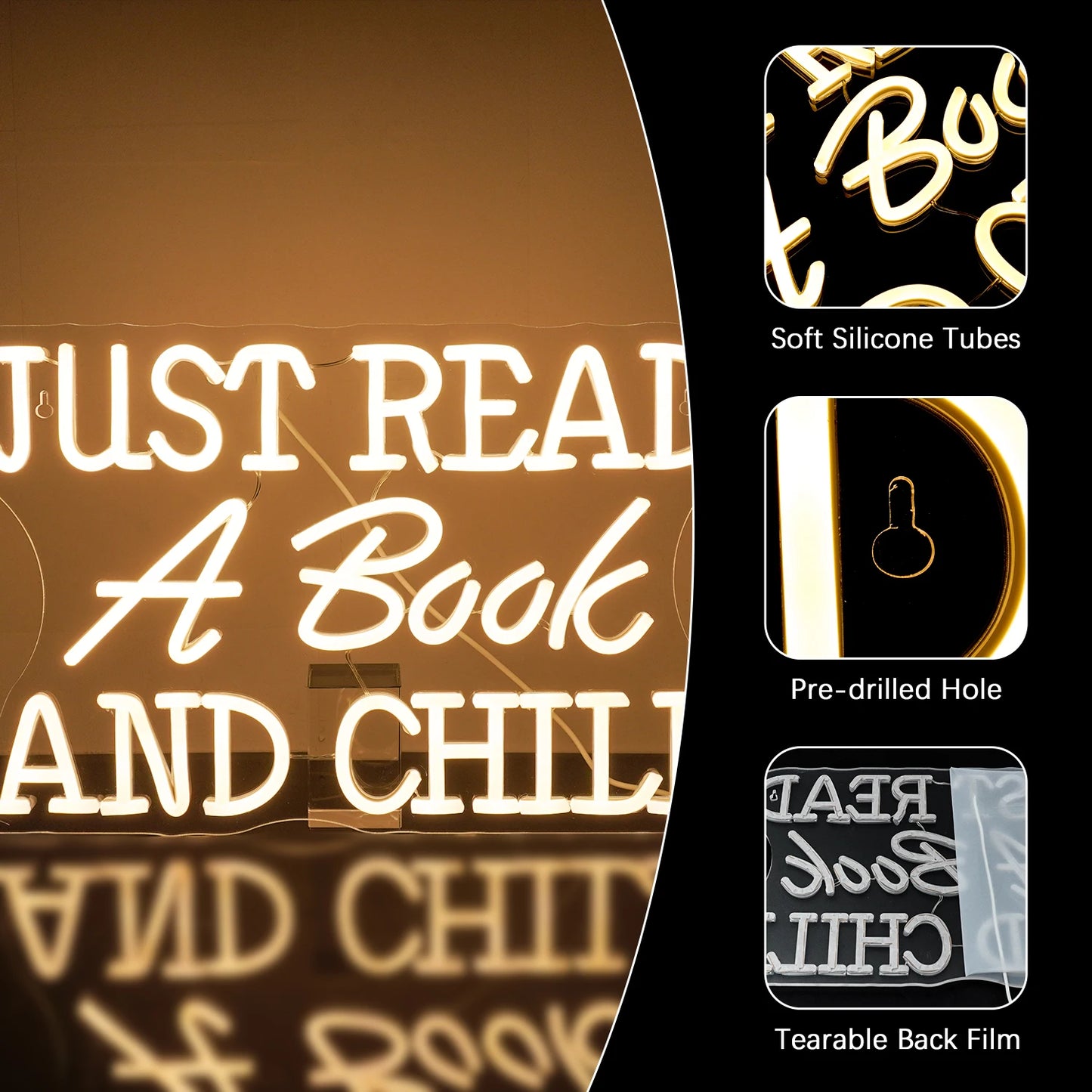 Just Read A Book And Chill 5V Mini USB LED Neon Sign - Budget Friendly