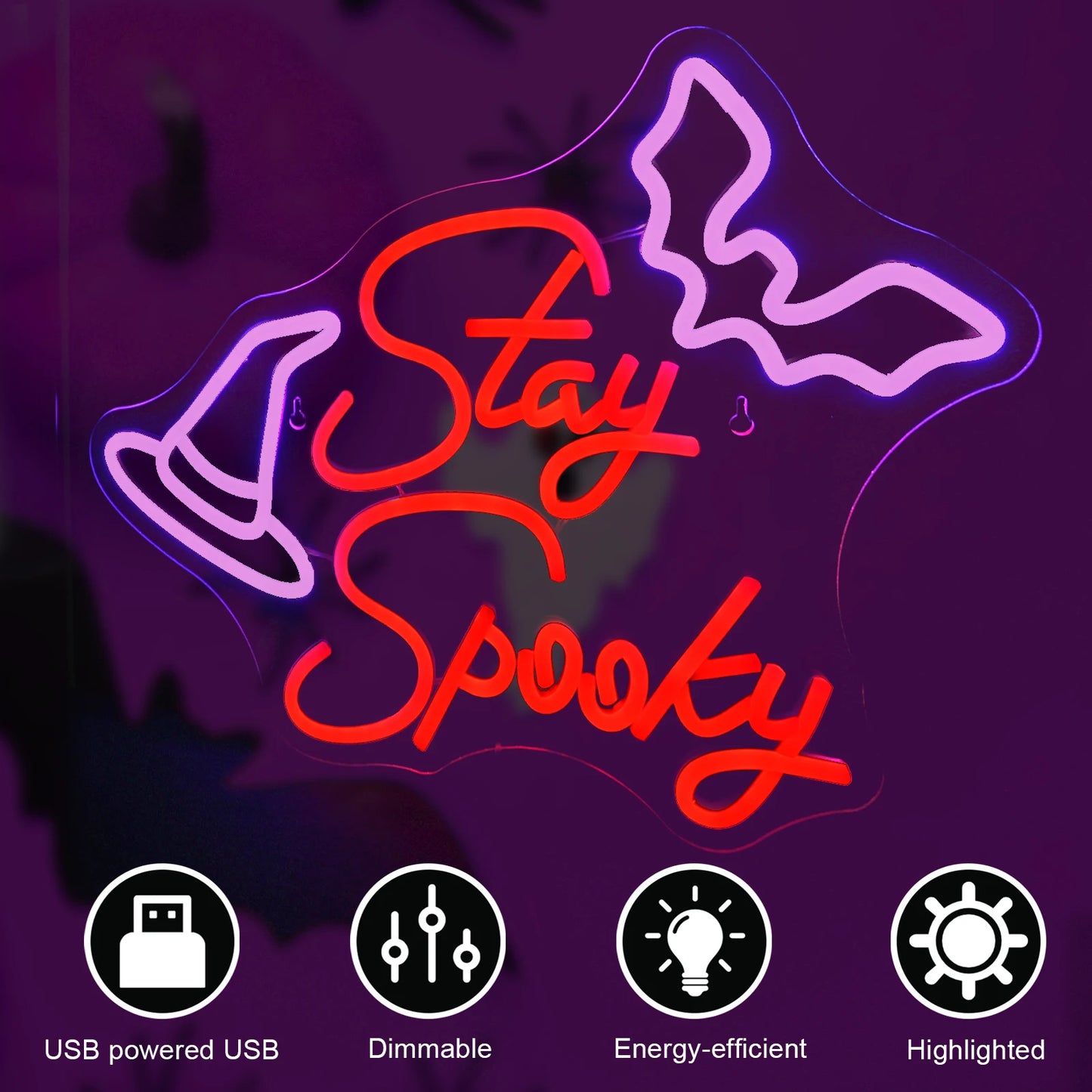 Stay Spooky 5V Mini USB LED Neon Sign - Budget Friendly