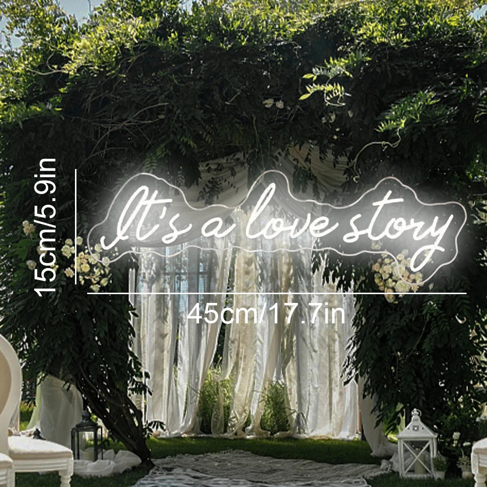 It's a Love Story – Kaunokirjoitustyyli – LED-neonkyltti (5 V USB)