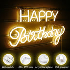 Happy Birthday – LED-neonkyltti (5 V USB)
