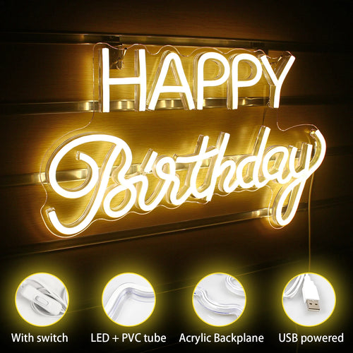 Happy Birthday – LED-neonkyltti (5 V USB)