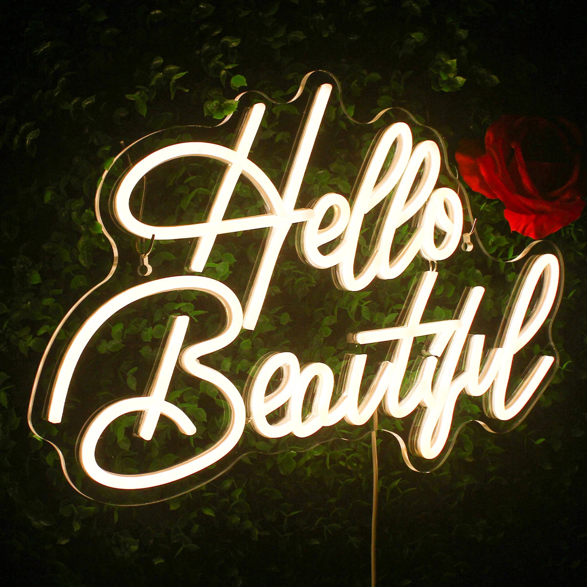 Hello Beautiful – Kaunokirjoitustyyli – LED-neonvalomainos (5 V USB)