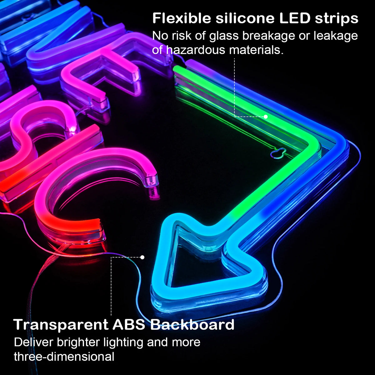 Live Music – Nuoli – LED-neonkyltti (5 V USB)