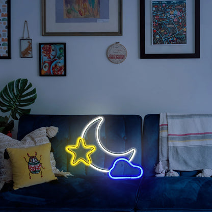 Moon Star 5V Mini USB LED Neon Sign - Budget Friendly