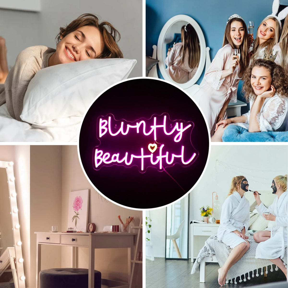 Bluntly Beautiful – Sydän – LED-neonvalomainos (5 V USB)
