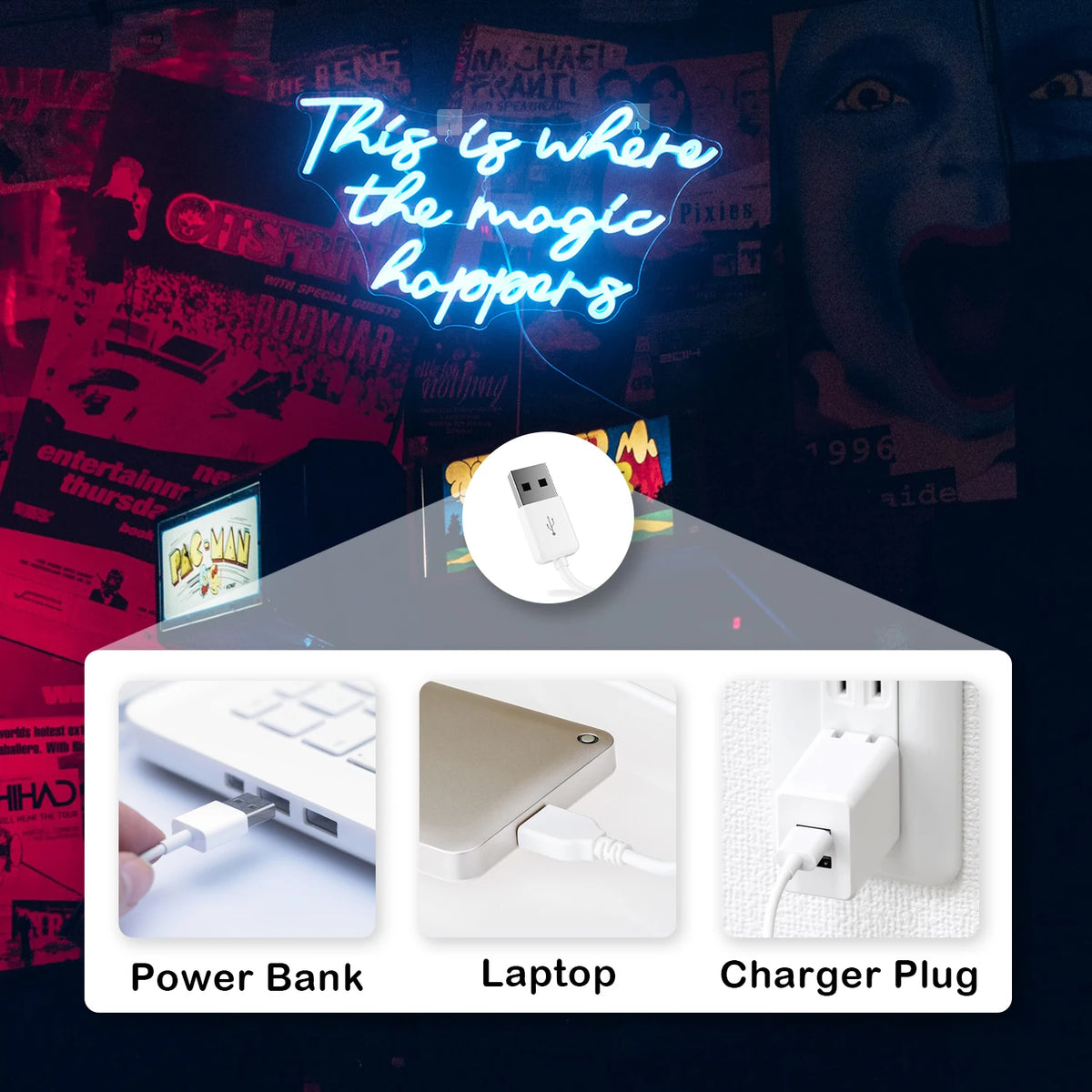This is Where The Magic Happens – LED-neonkyltti (5 V USB)