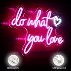 do what you love – Sydän – LED-neonkyltti (5 V USB)