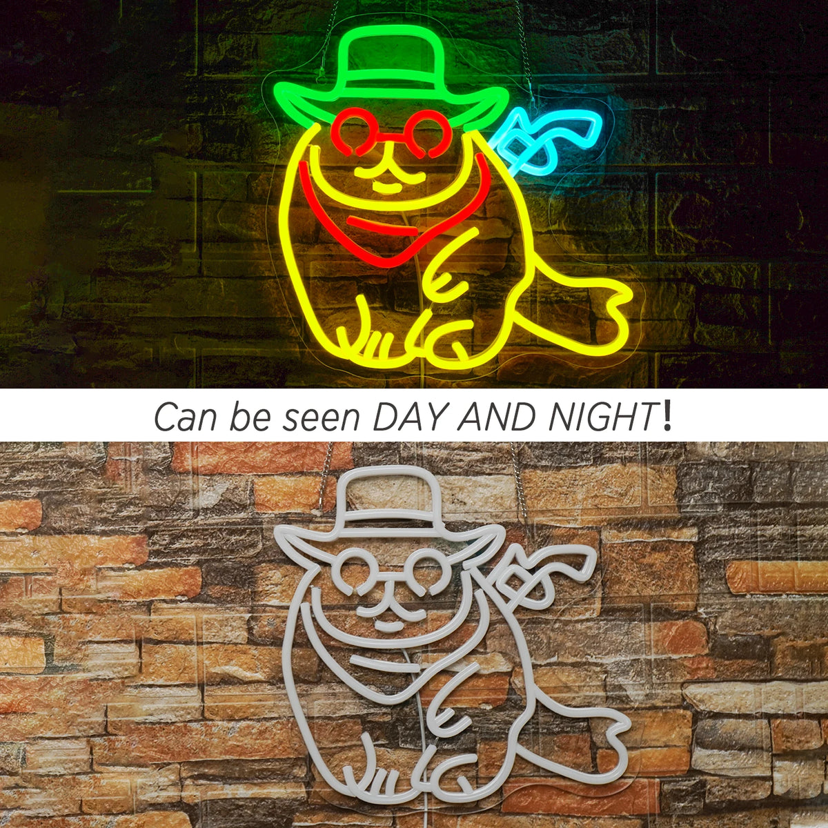 Cowboy-kissa – LED-neonkyltti (5 V USB)