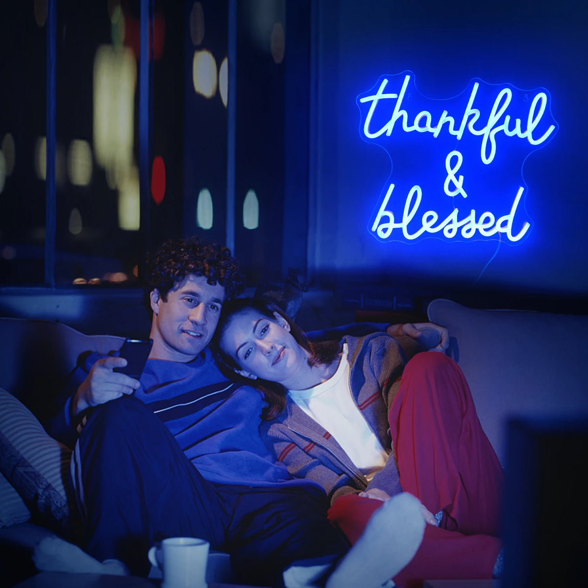 Thankful & Blessed 5V USB LED Neon Sign - Budget Friendly