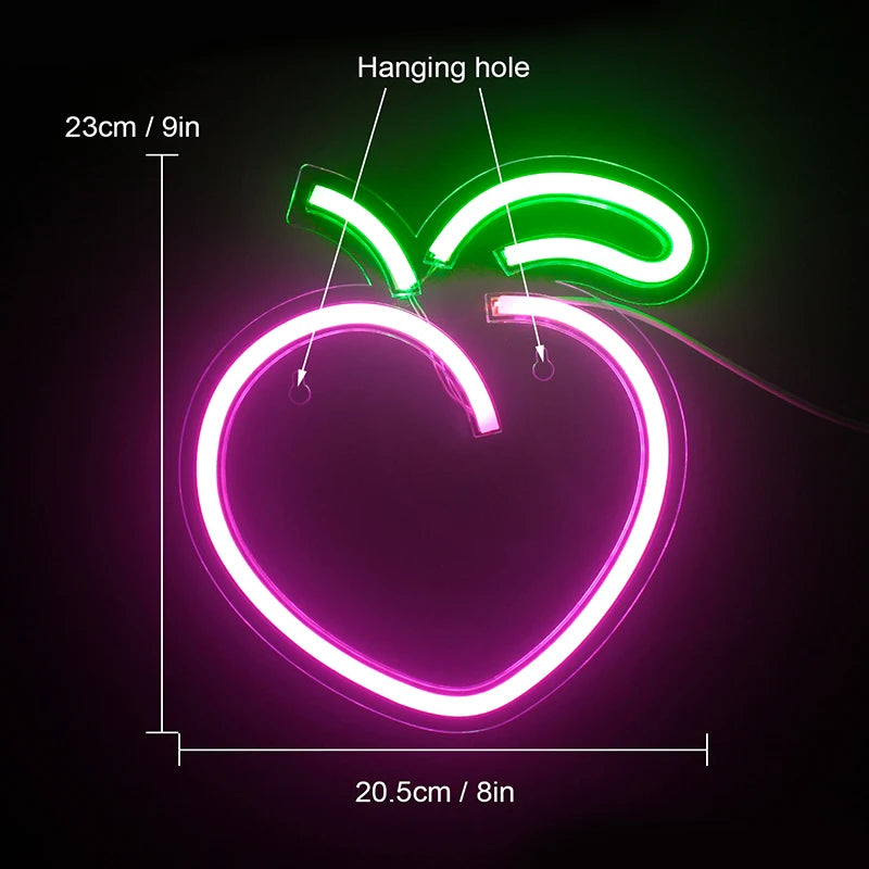 Peach 5V Mini USB LED Neon Sign - Budget Friendly