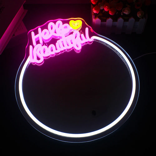 Mirror Hello Beautiful – LED-neonkyltti (5 V USB)