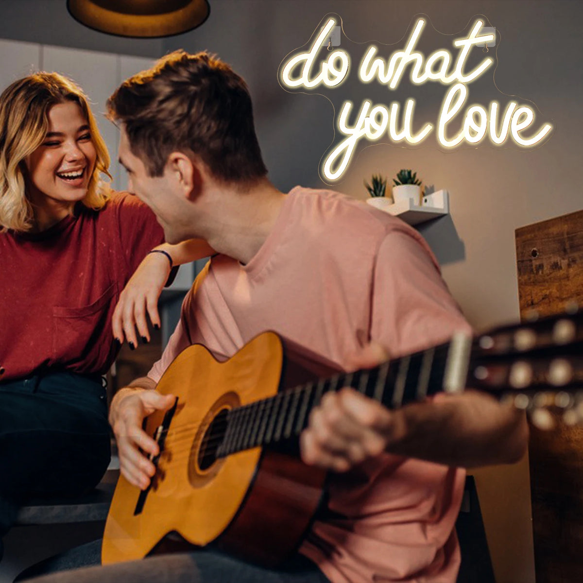 Do What You Love – Sydän – LED-neonkyltti (5 V USB)