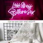 Less Stress More Sex – Läppar och klubba – LED-neonskylt (5 V USB)
