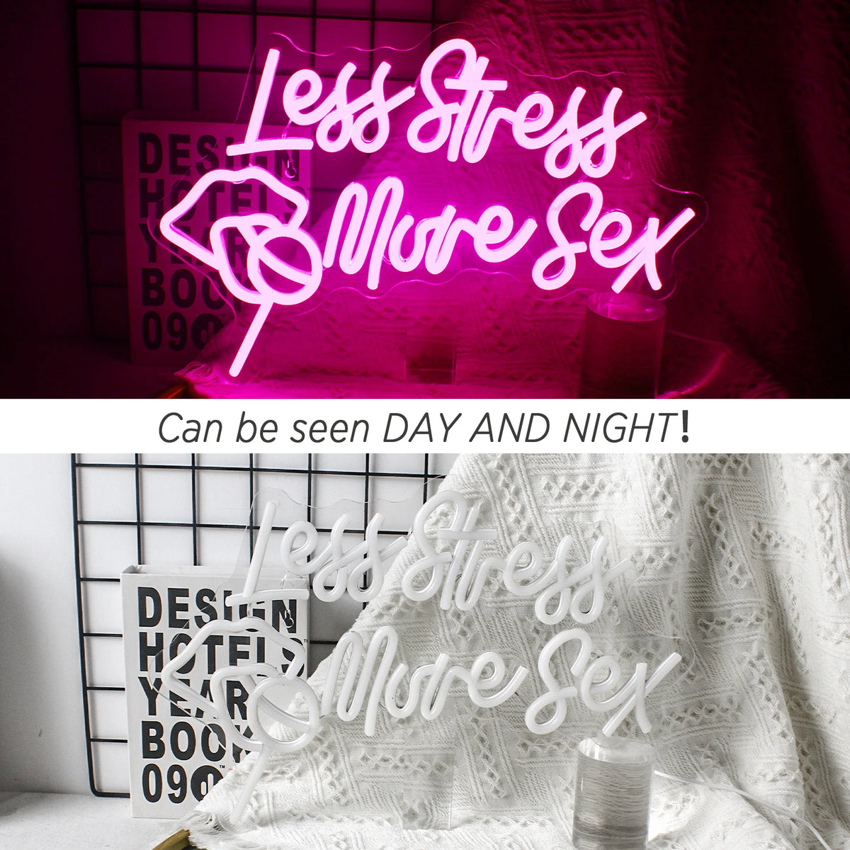 Less Stress More Sex 5V USB LED Neon Sign - Budget Friendly