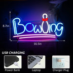 Bowling – Keila kirjaimen tilalla ja alleviivaukset – LED-neonkyltti (5 V USB)