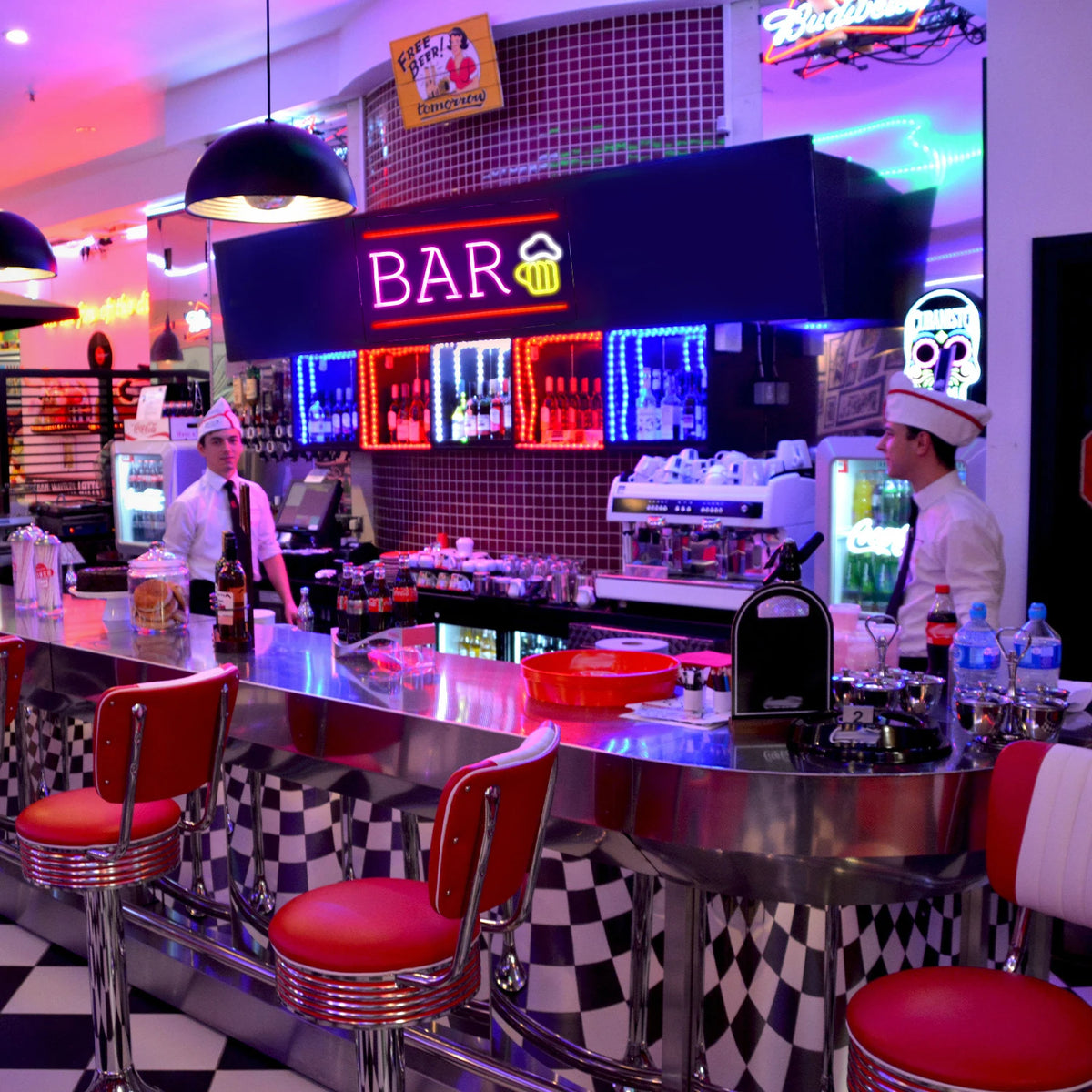 BAR – Oluttuoppi ja vaakasuora reunus – LED-neonvalomainos (5 V USB)