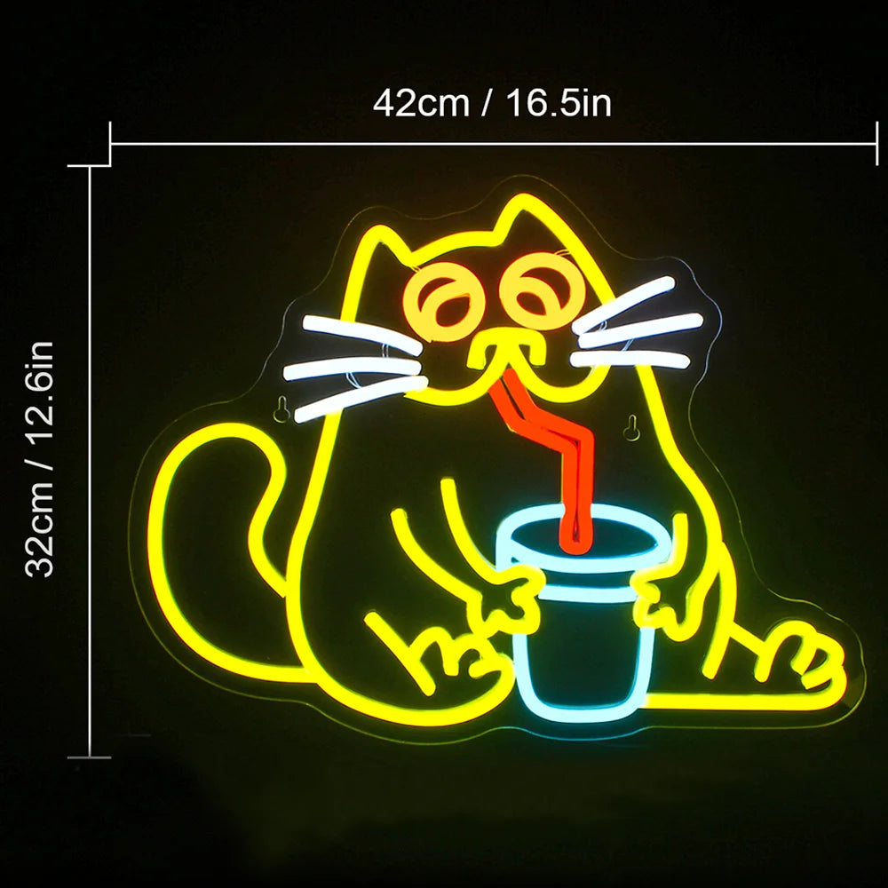 Kissa – LED-neonkyltti (5 V USB)