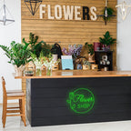 Flower SHOP – Ruusu ja pyöreä kehys – LED-neonkyltti (5 V USB)
