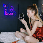 LIVE NUDES – Makaavan naisen siluetti ja nuoli – LED-neonkyltti (5 V USB)