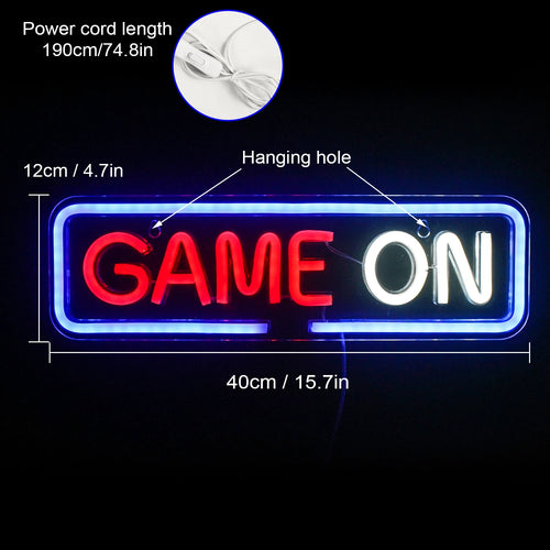 GAME ON – Pyöristetty suorakaidekehys – LED-neonkyltti (5 V USB)