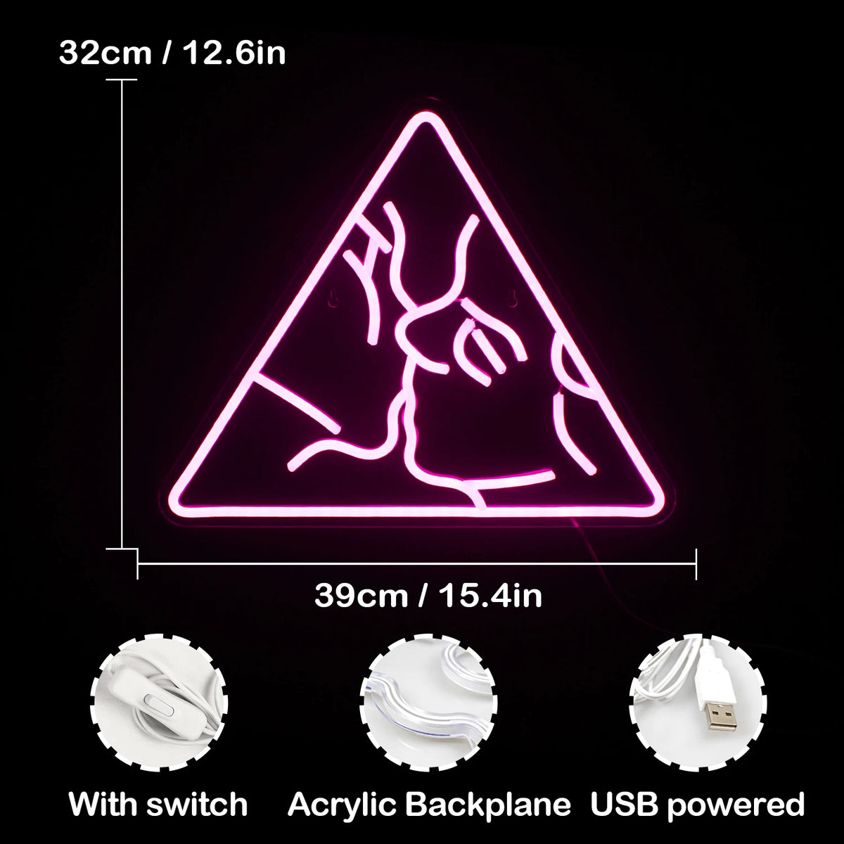 Suudelma – LED-neonkyltti (5 V USB)