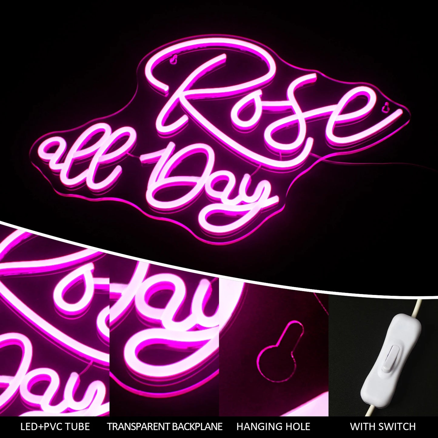 Rose all Day 5V Mini USB LED Neon Sign - Budget Friendly