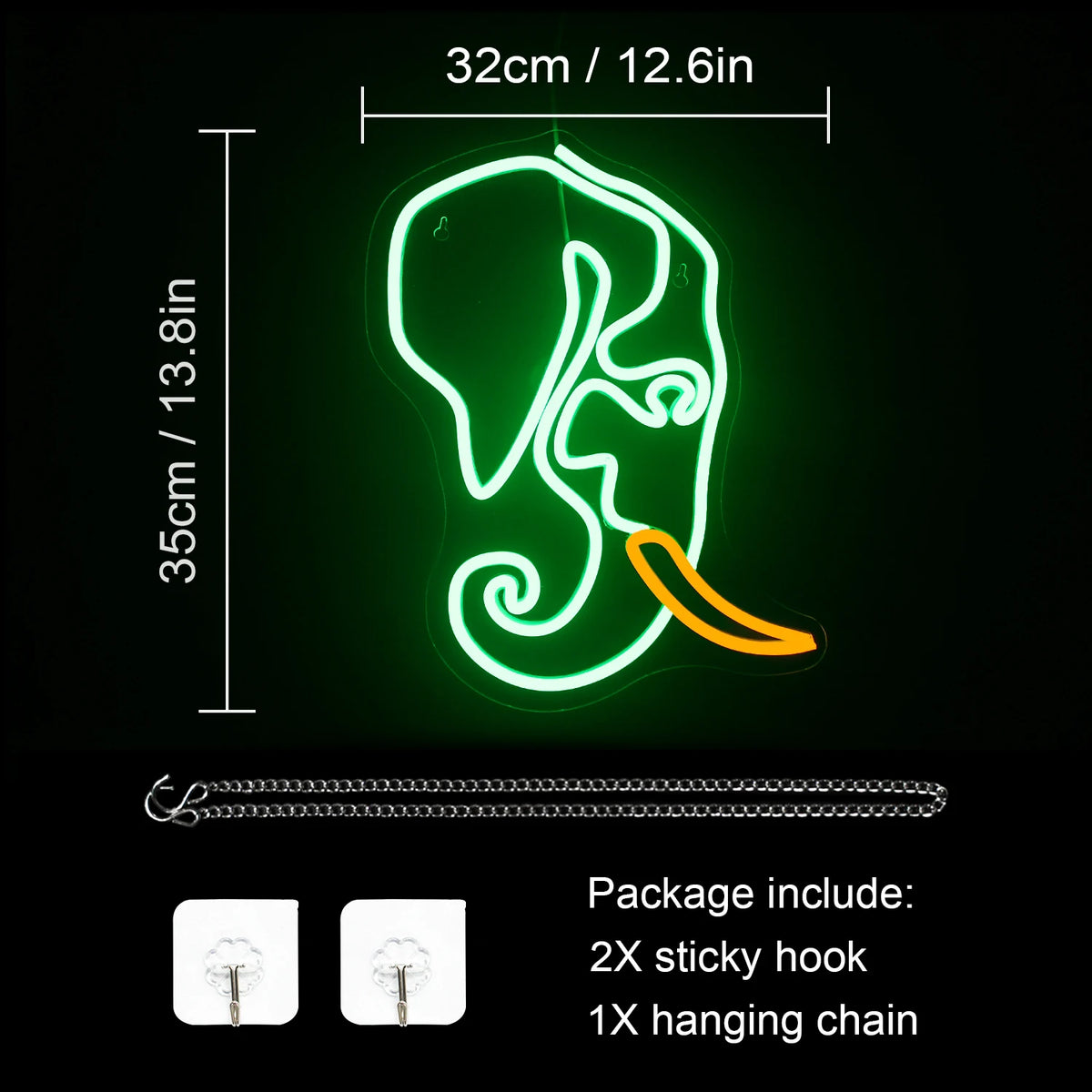 Norsu – LED-neonkyltti (5 V USB)