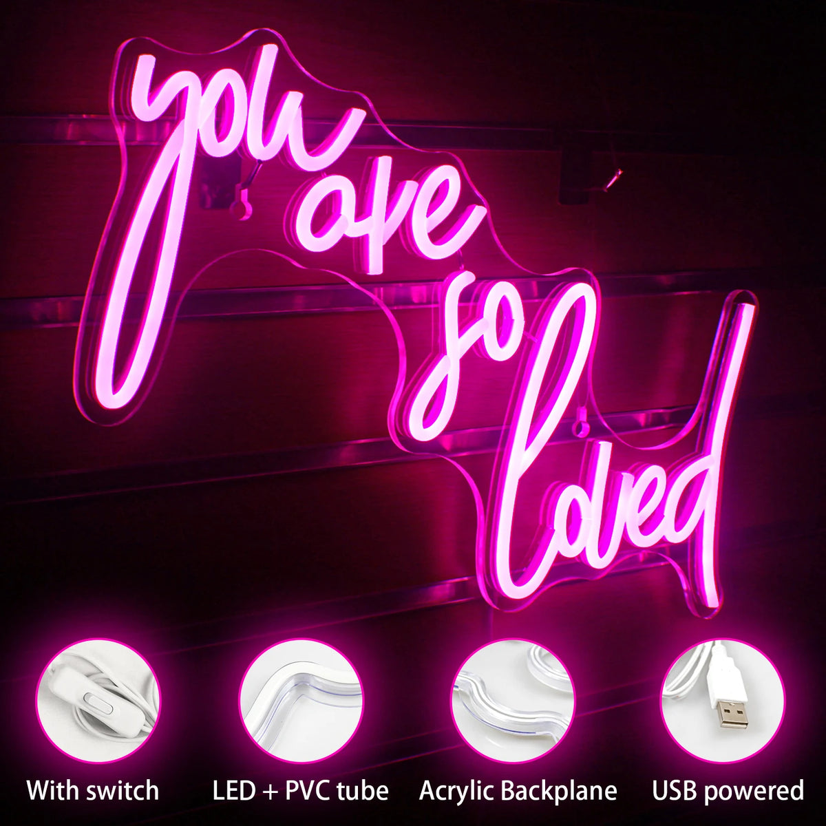 You Are So Loved – LED-neonkyltti (5 V USB)