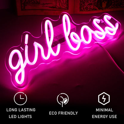 Girl Boss 5V Mini USB LED Neon Sign - Budget Friendly