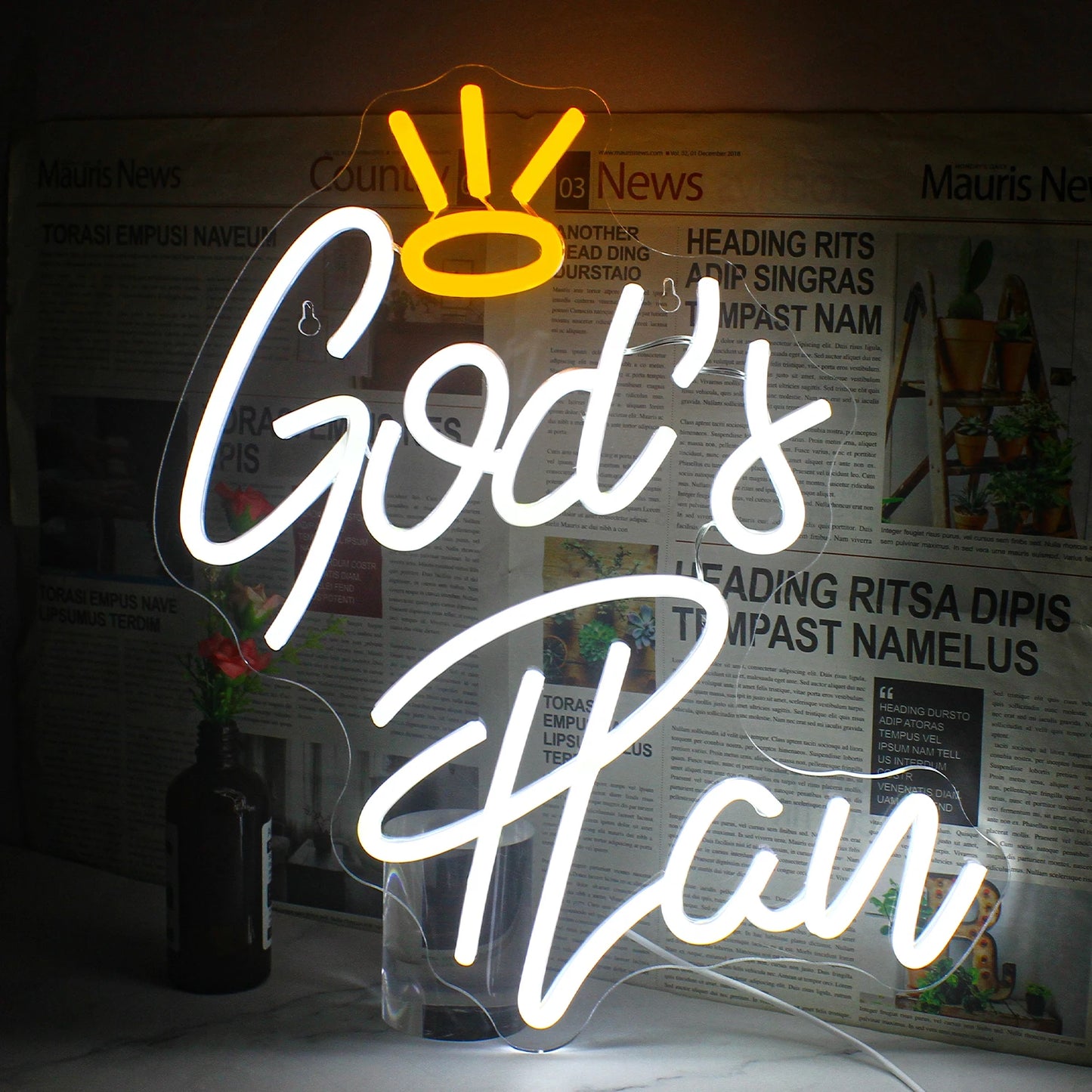 God's Plan Letter 5V Mini USB LED Neon Sign - Budget Friendly