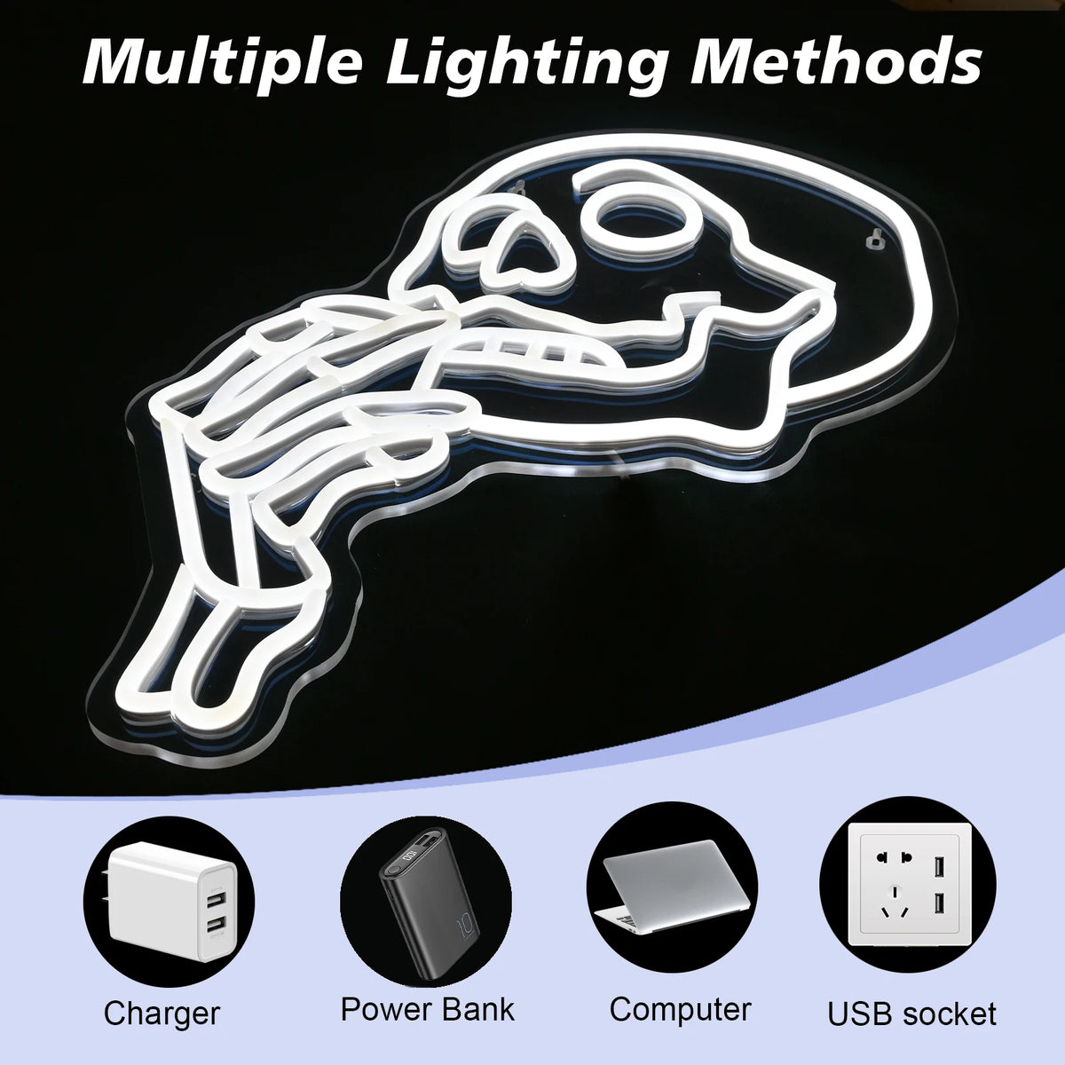 Pääkallo – LED-neonkyltti (5 V USB)