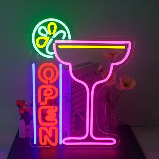 Cocktails Open 5V Mini USB LED Neon Sign - Budget Friendly