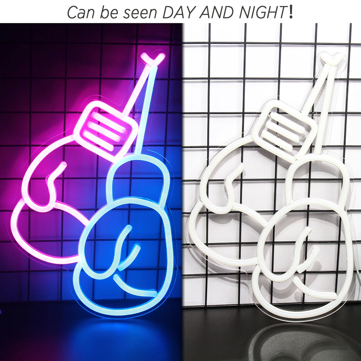 Nyrkkeilyhanskat – LED-neonkyltti (5 V USB)