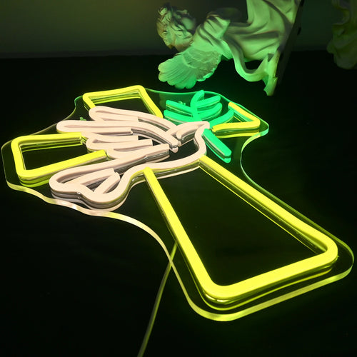 Kors och fredsduva – LED-neonskylt (5 V USB)