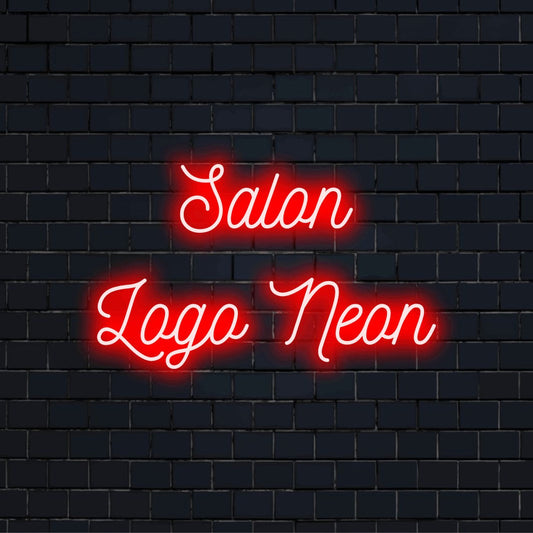 Custom LED neon logo sign with text "Salon Logo Neon"