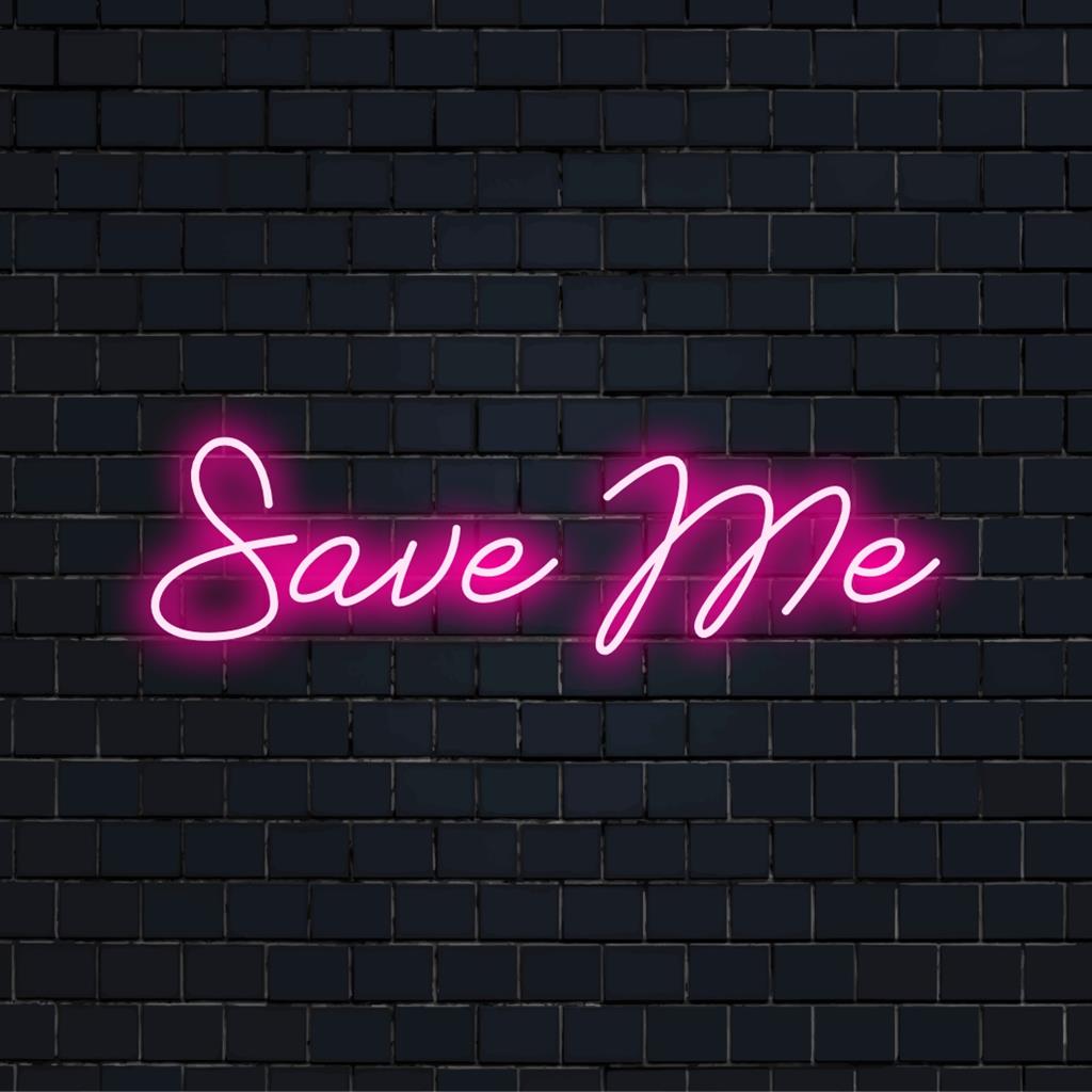 Räätälöity LED-neonkyltti, jossa on teksti Save Me, suunniteltu katseenvangitsijaksi neonseinäkoristeeksi henkilökohtaisiin tiloihin.
