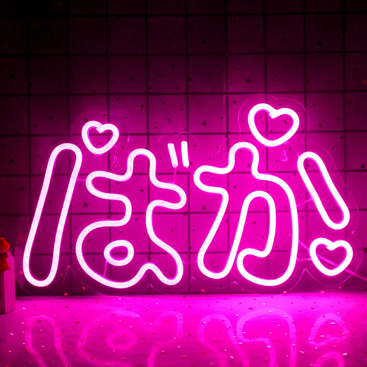 Baka (ばか) – Japanilaiset anime-kirjaimet ja sydämet – LED-neonkyltti (5 V USB)