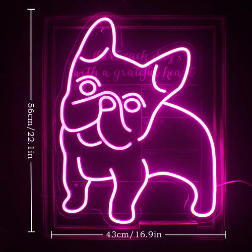 Rosa hund – LED-neonskylt (5 V USB)